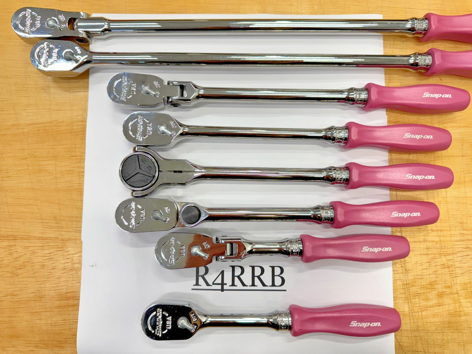 Snap-on Tools USA NOS 8pc PINK PEARL Hard Handle 3/8″ Fixed Flex Ratchet Lot Set