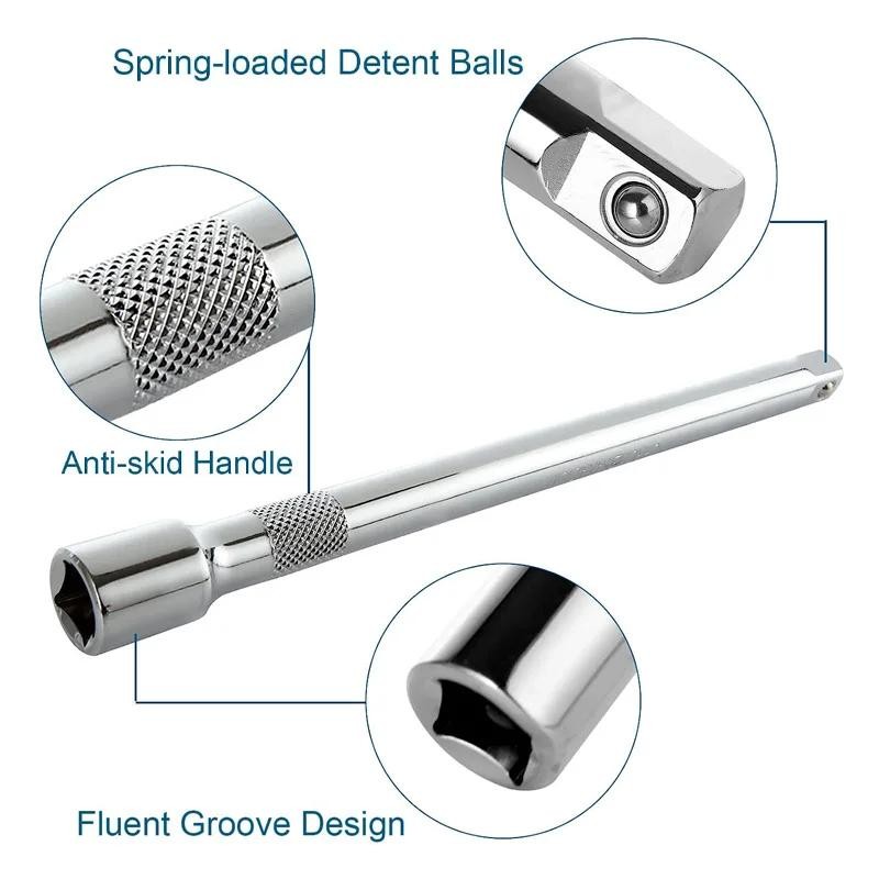 Socket Extension Bar 1/4 3/8 1/2 Drive Ratchet Wrench 50-250mm