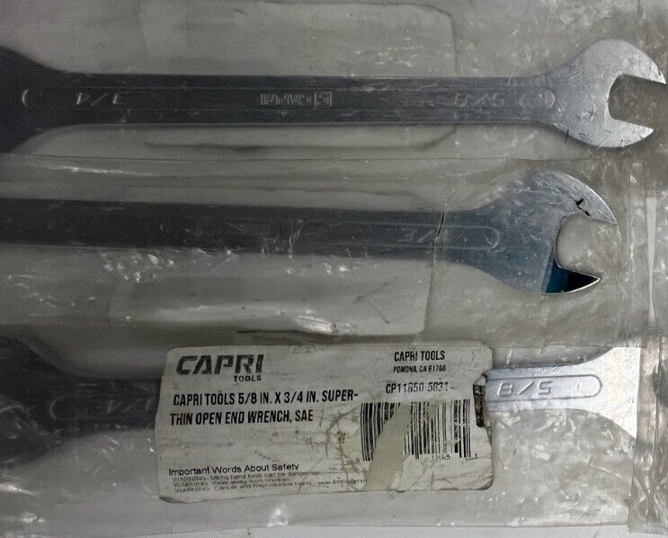 (QTY 3) Capri Tools 5/8″ X 3/4″ Super-Thin Open End Wrench SAE CPI11850-5831