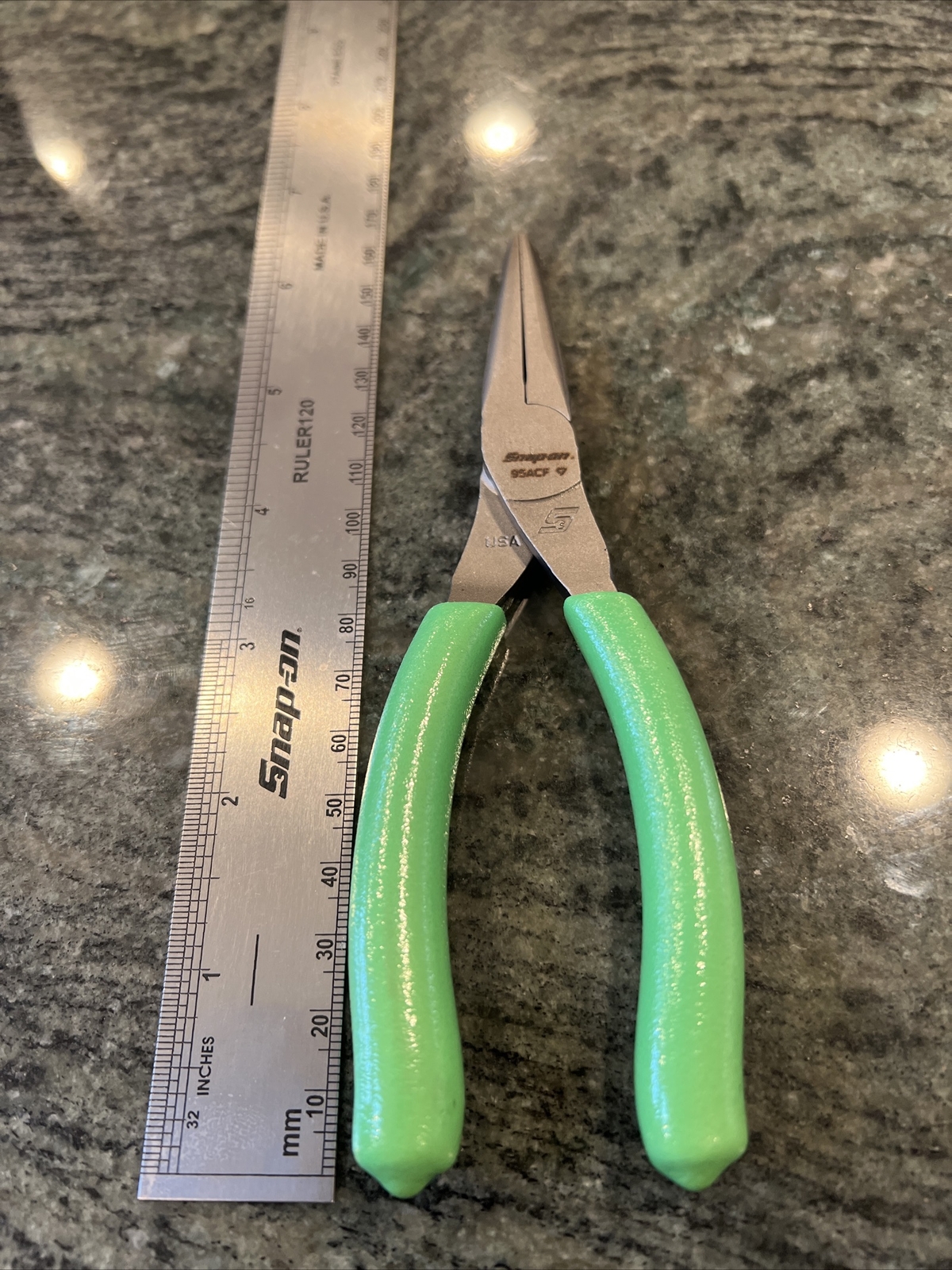 Snap-On 95acf 6″ talon grip needle nose pliers green
