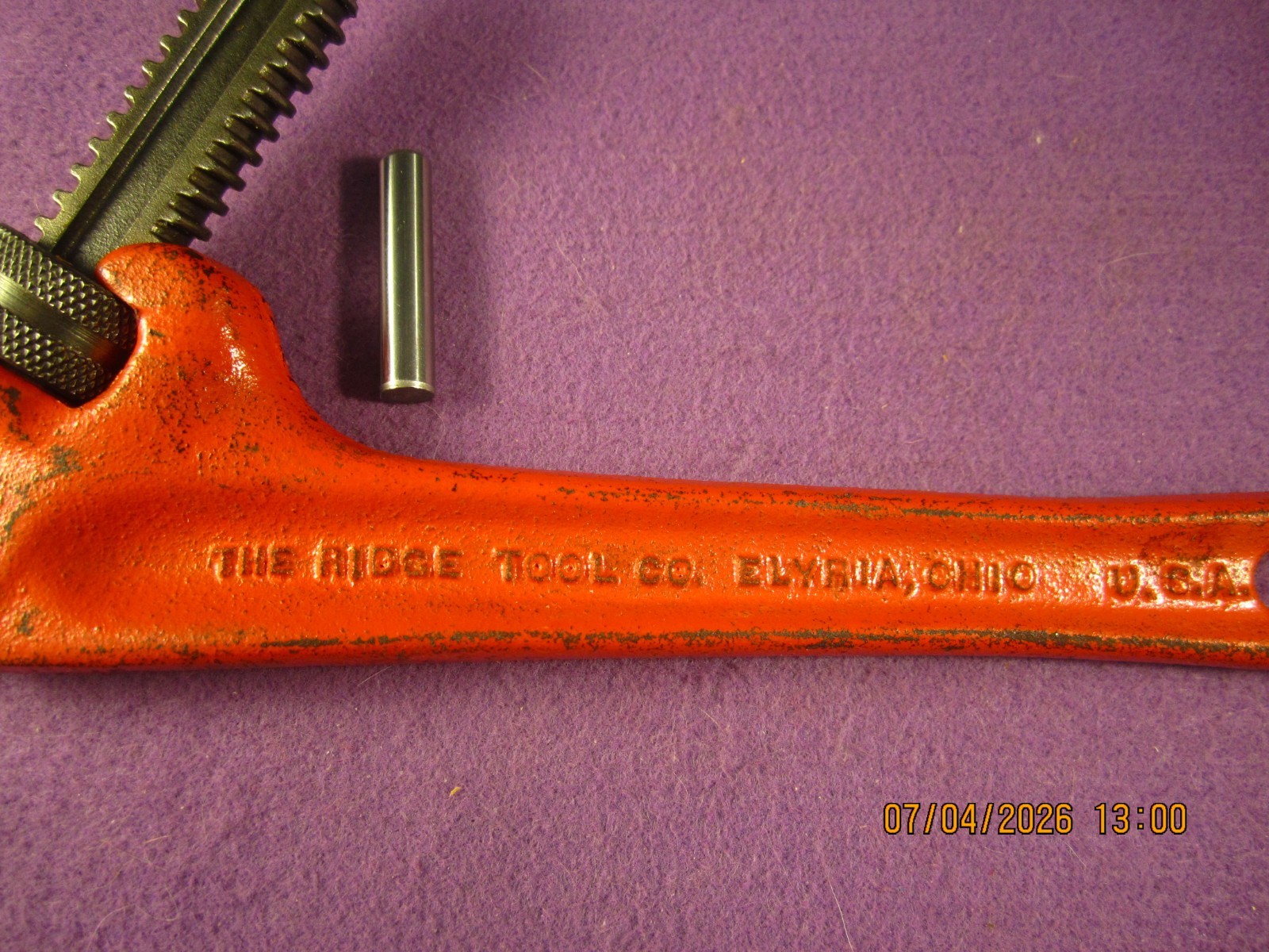 Ridgid Model E-110 Offset Hex Smooth Jaw Pipe Wrench, 10 3/4 Long 2 1/2 Jaw USA