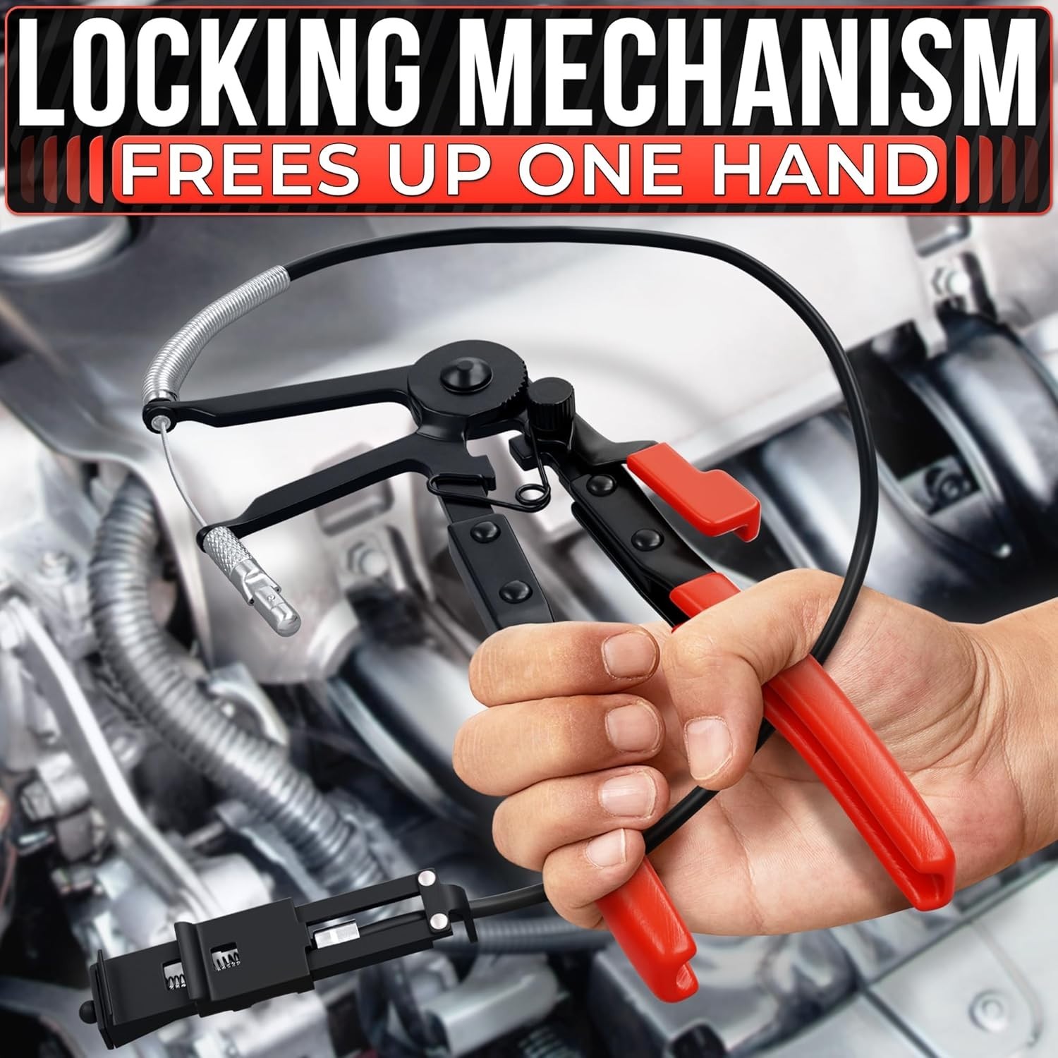 Durable Radiator Hose Clamp Pliers with Ratchet Lock for Easy One-Handed Use