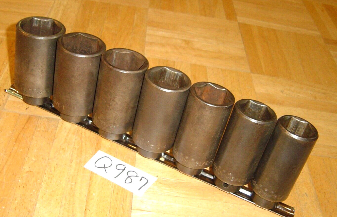 MAC TOOLS 7 PIECE 1/2 DRIVE SAE. DEEP IMPACT 6 POINT SOCKET SET 1-1/16 TO 1-7/16