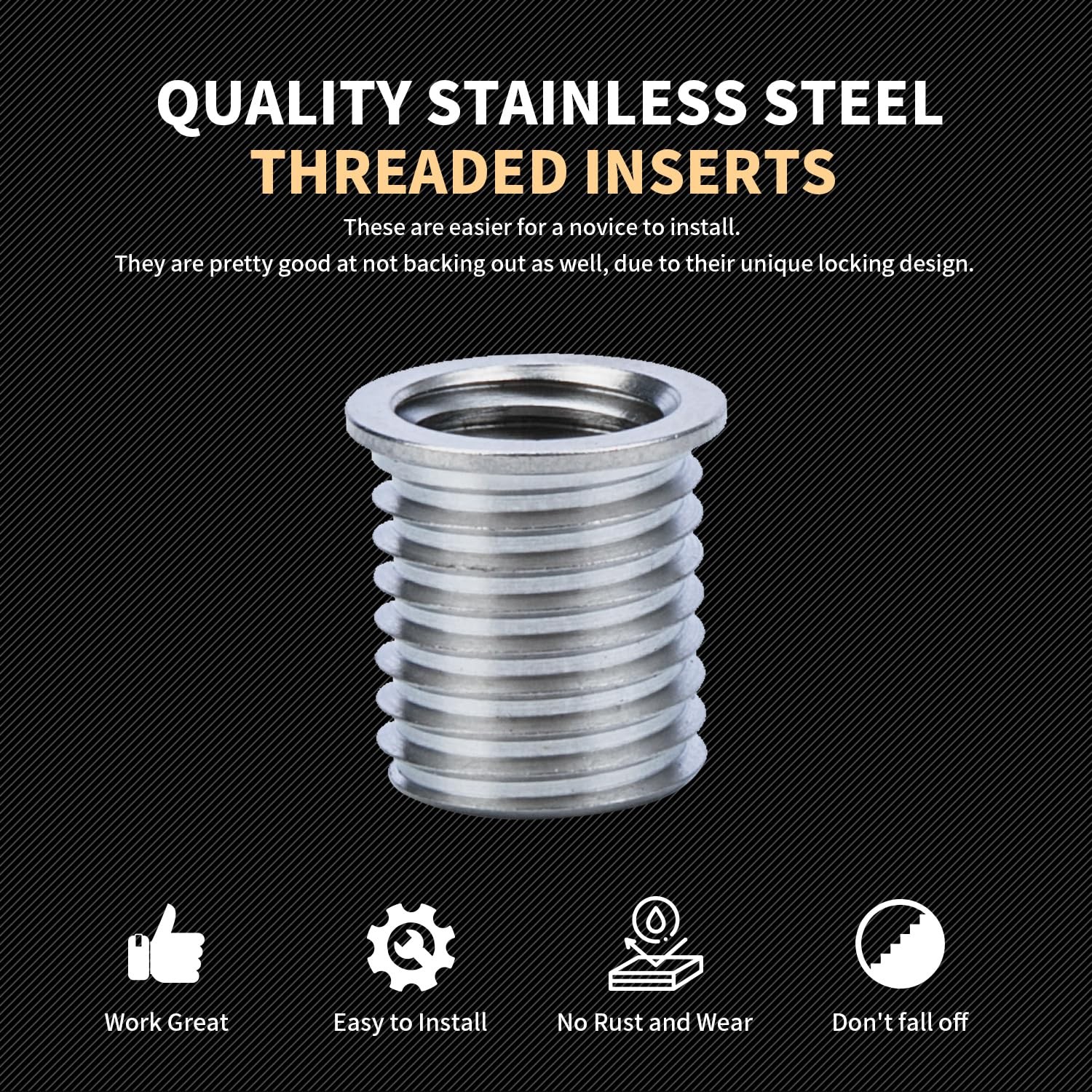 Stainless Steel Thread Repair Inserts M12X1.75X16.2MM Hardware 10 PCS