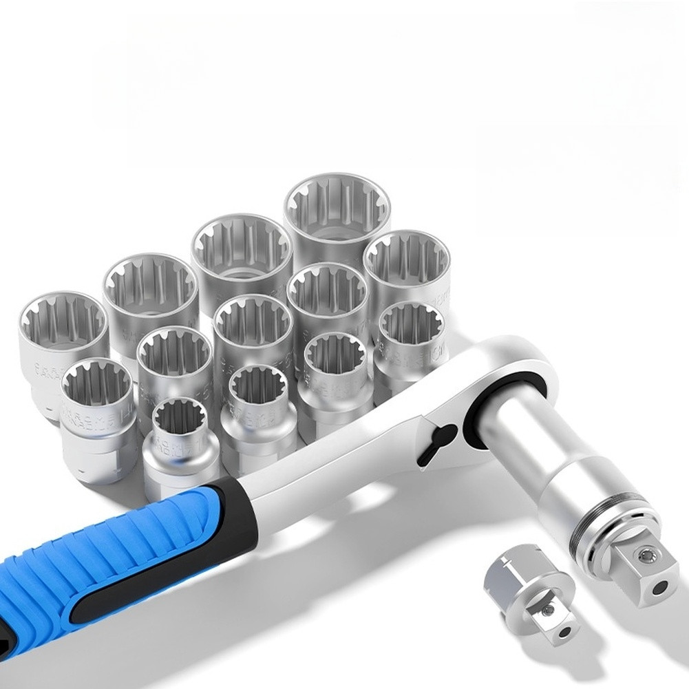 17 Piece 12 Point Ratchet Socket Kit Chrome Vanadium Steel for CR-V Models