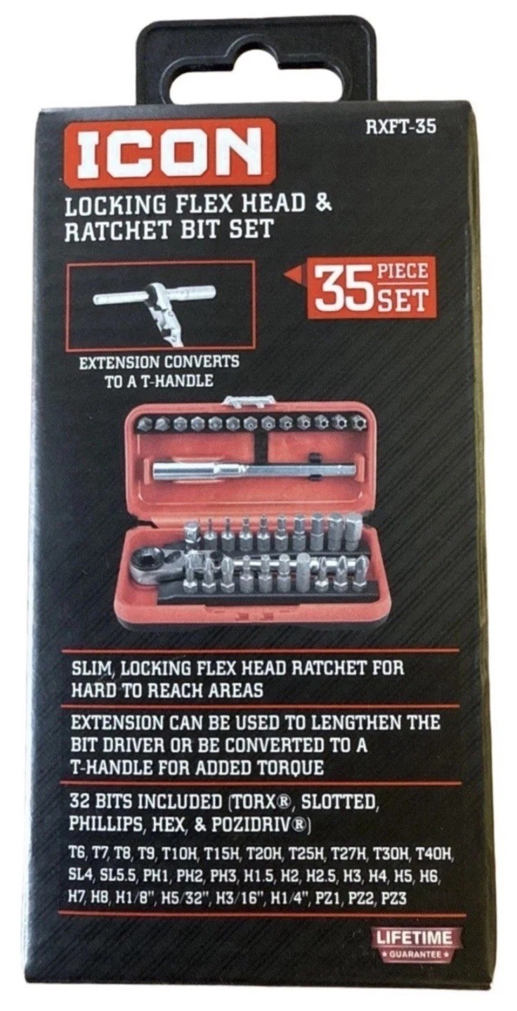 Professional Locking Flex Head Ratchet and Bit Set 35-Piece