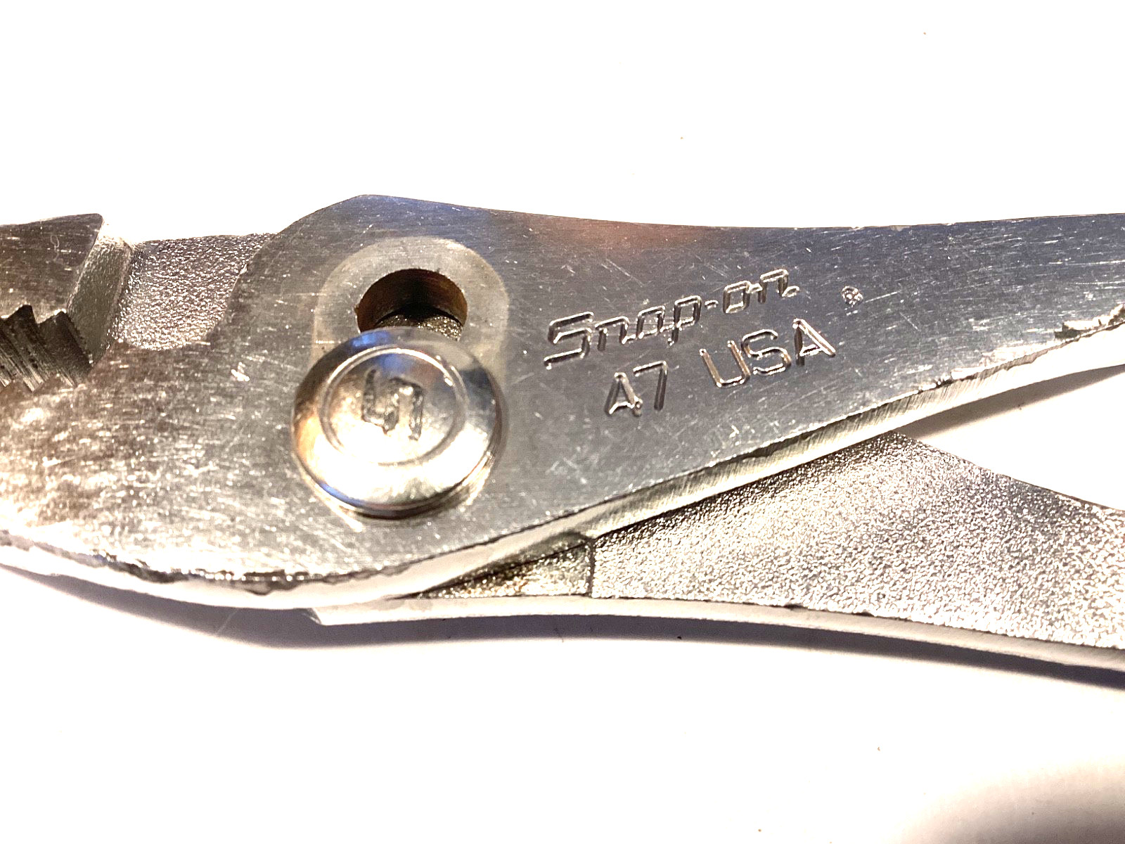 Snap on USA Model 47 Vacuum Grip 8” Long Chrome Slip Joint Pliers With Cutters