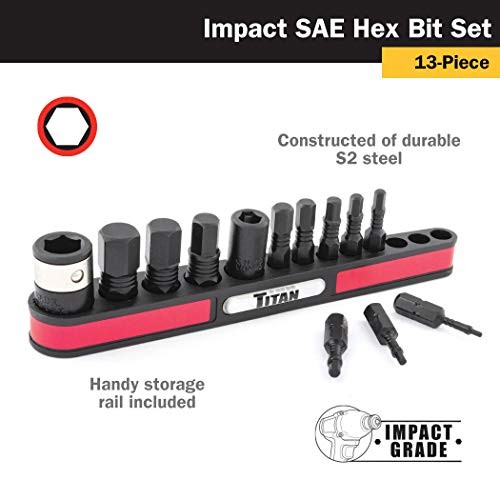 Titan 16037 13-Piece SAE Impact Grade Hex Bit Set