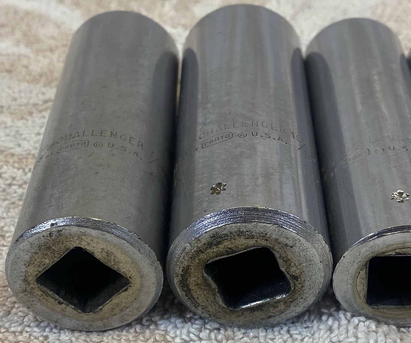 Lot Of 5 – Proto Challenger 1/2” Drive Deep Sockets 15/16 – 5/8 Inch USA SAE
