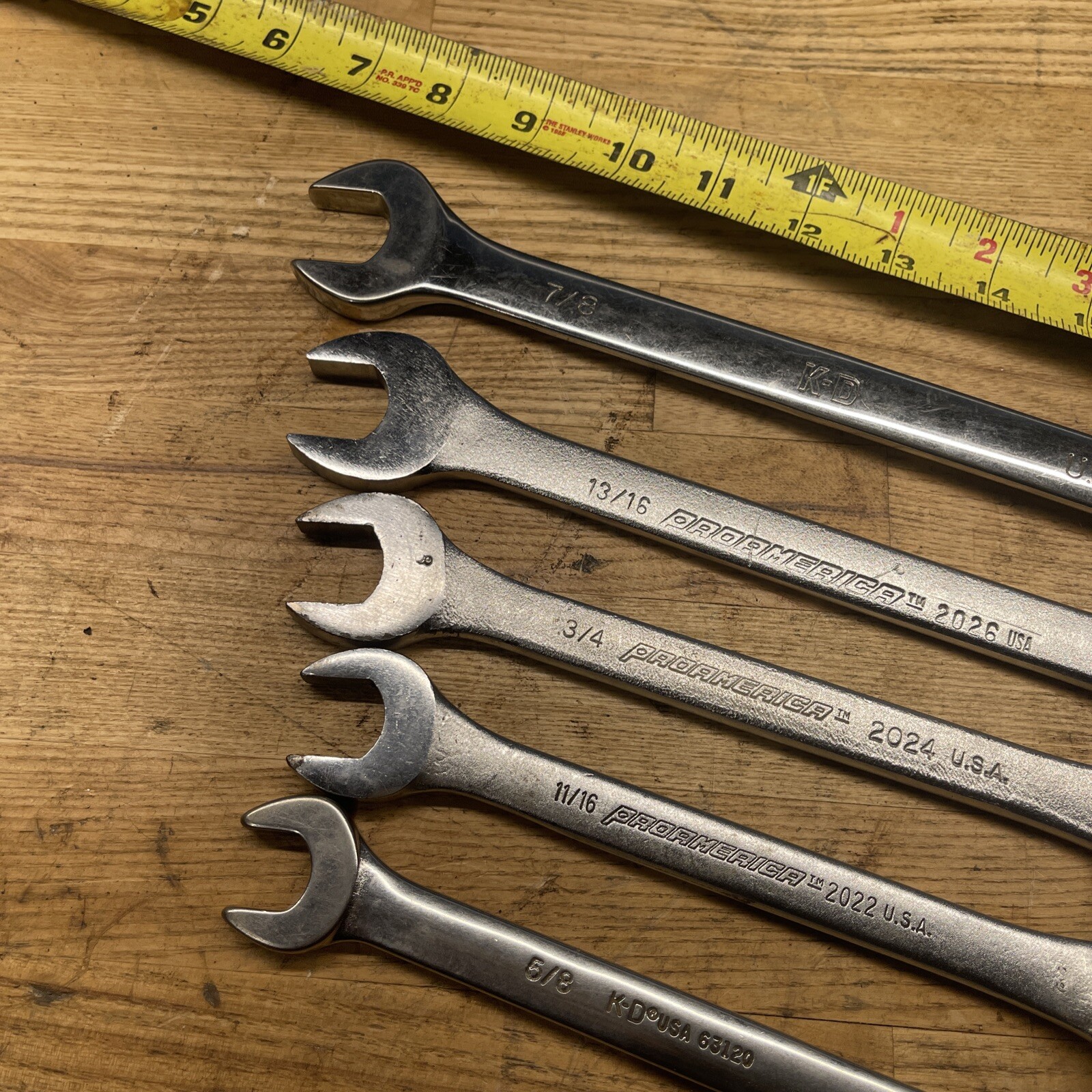 Proameric USA 5 Piece SAE 12 Point Combination Wrench Set 5/8 – 7/8 Vintage