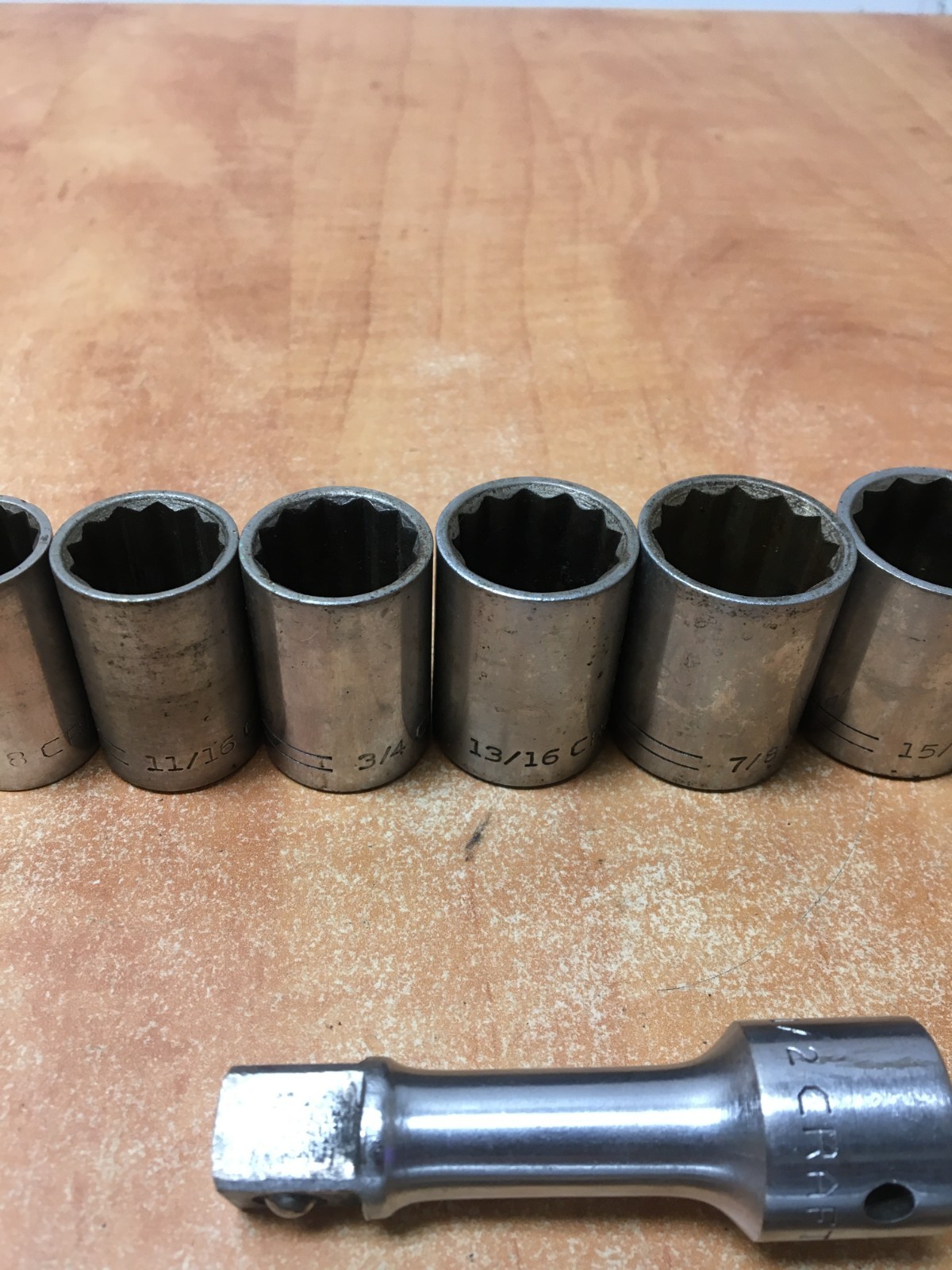 Vintage Craftsman 1/2” Drive Socket Set =V= Series 17 Pieces 12 Point SAE