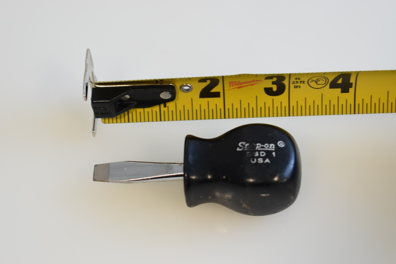 Snap-On Tools SSD1 1/4″ Flat Head Short Stubby Hard Black Handle Screwdriver USA