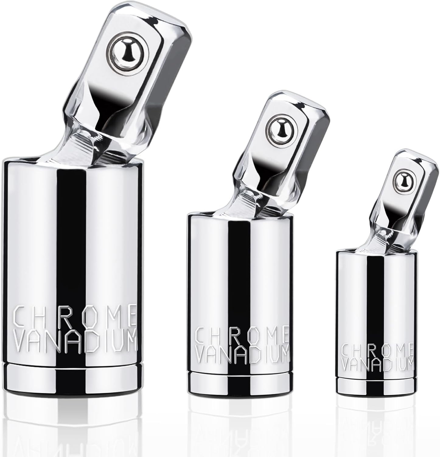 3PCS Impact Universal Joint Swivel Socket Adapter Set 1/4″ 3/8” 1/2″ Drive 360°