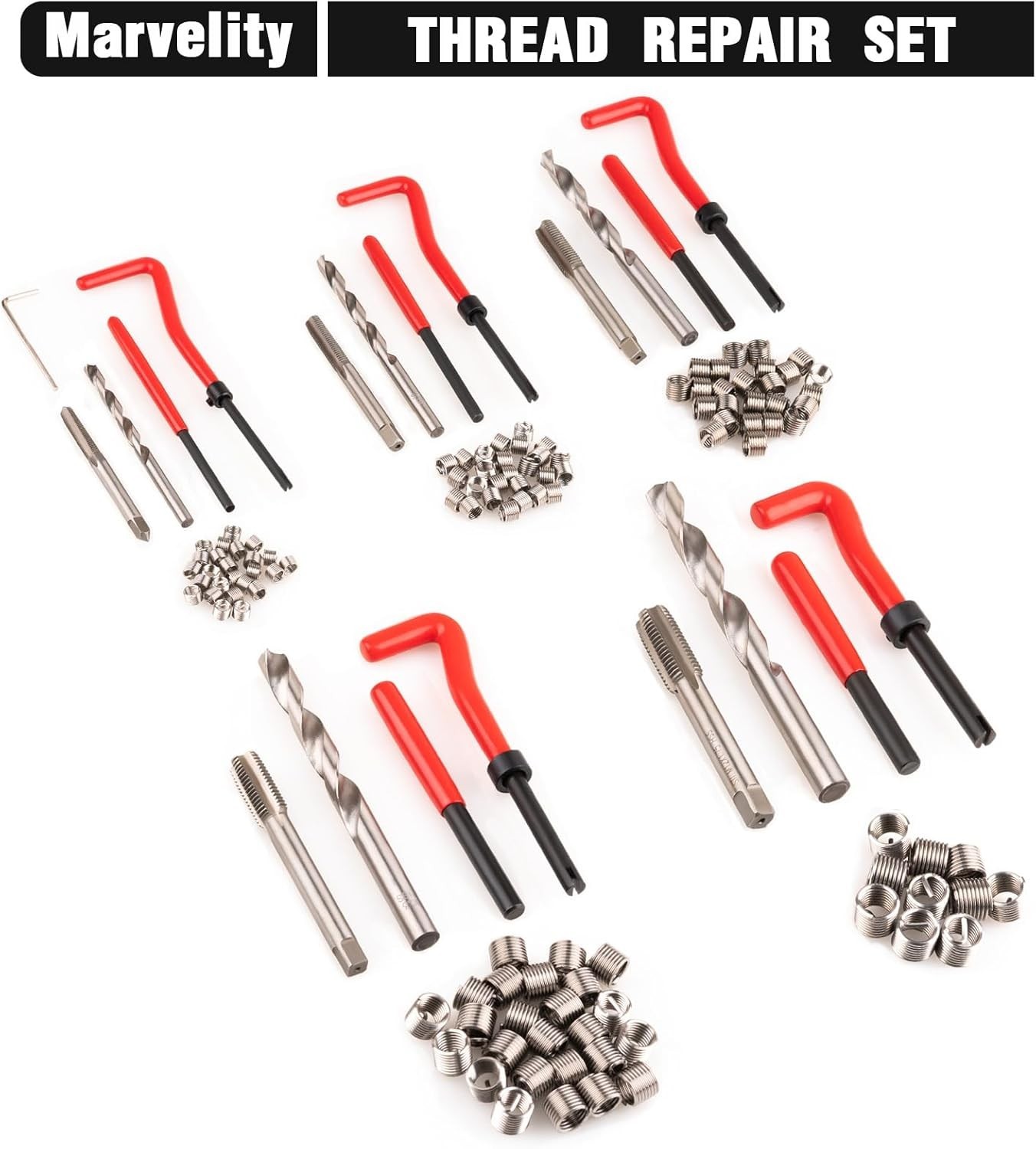 M5 M6 M8 M10 M12 Helicoil Thread Repair 131Pcs Set & Metric Rethreading Tool Kit