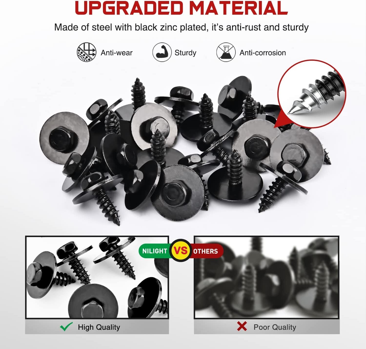 Nilight 25Pcs Engine Shields Splash Guard Bumper BMW Hex Head Sems Screws