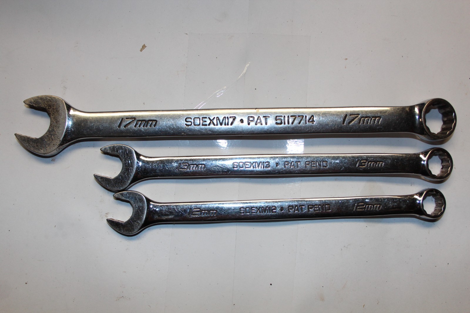 Snap-on SOEXM17 SOEXM13 SOEXM12 Metric Flank Drive Plus Combination Wrench Set