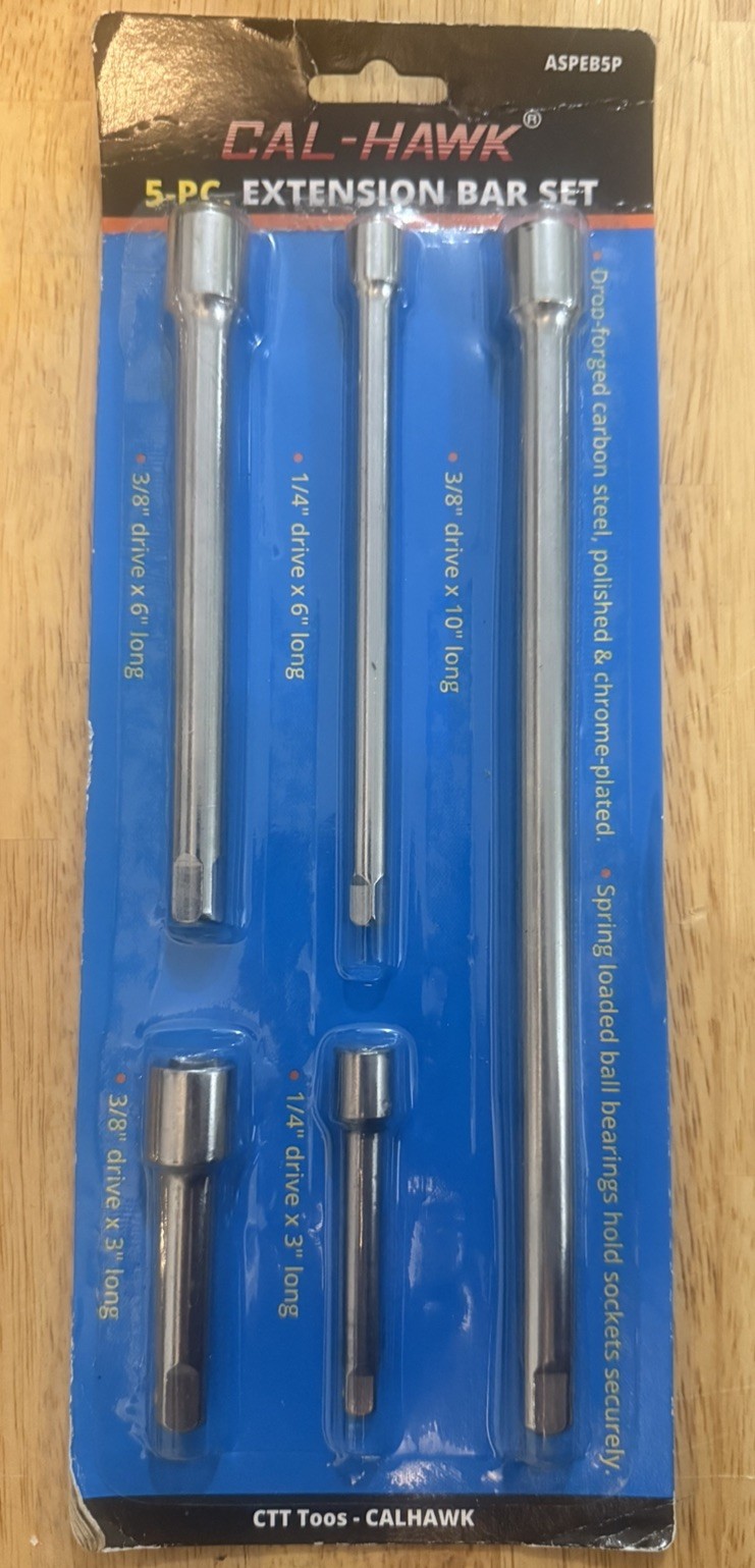 Cal-Hawk 5pc Extension Bar Set ASPEB5P – New Sealed Package