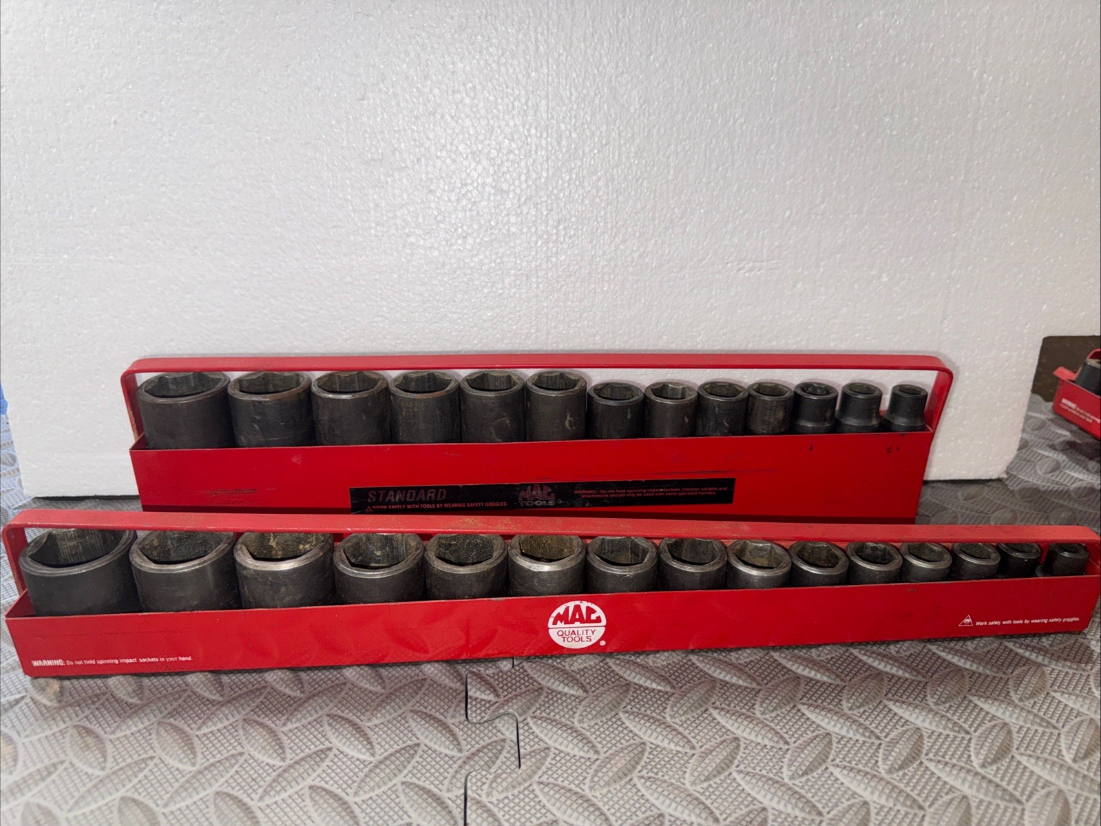 Mac Tools 28pc 1/2” SAE Impact Socket Sets Shallow And Deep 3/8 To 1 -1/4