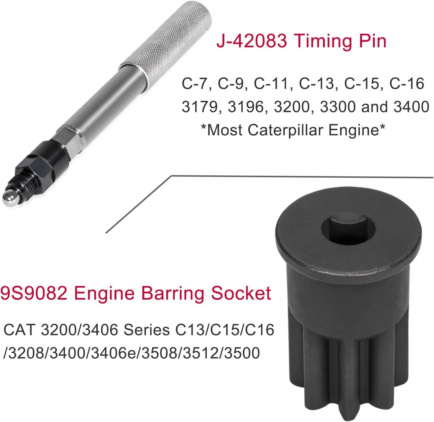 Timing Pin and Adapter & Engine Barring Socket Tool for Caterpillar CAT Engines