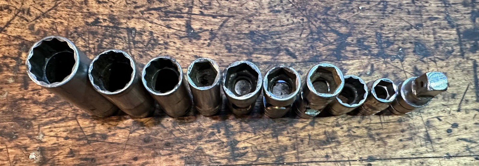 SNAP ON 11 pcs 3/8 Drive Set, 1-3/8 Ratchet, 9-Sockets, plus 1- 1” Extension