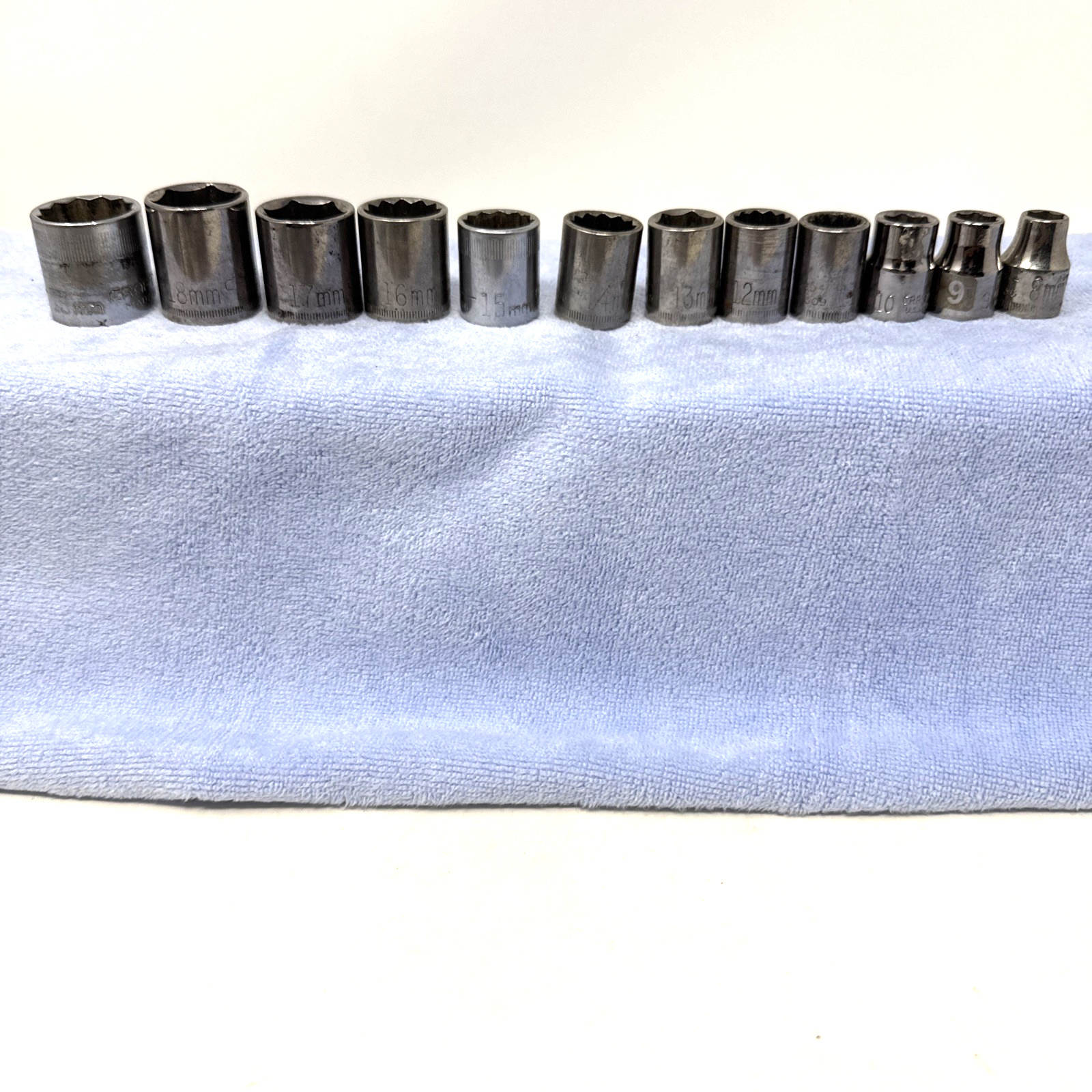 Craftsman Socket Set 3/8” Drive 8mm-19mm 6pt and 12pt lot of 12