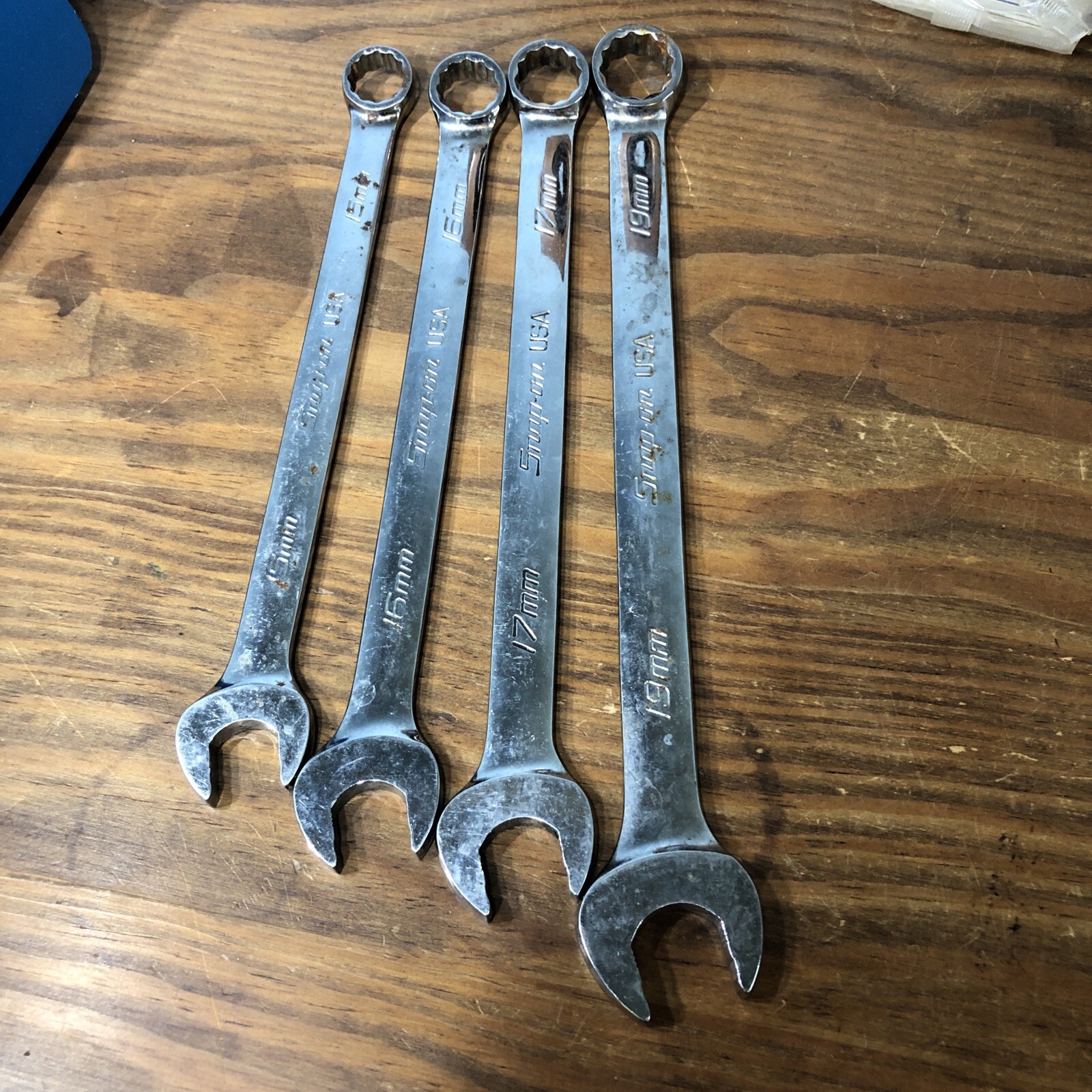 Snap-on SOEXM 15-17, 19 Flank drive Plus 12 Point Combo Wrench Set 4pc Metric