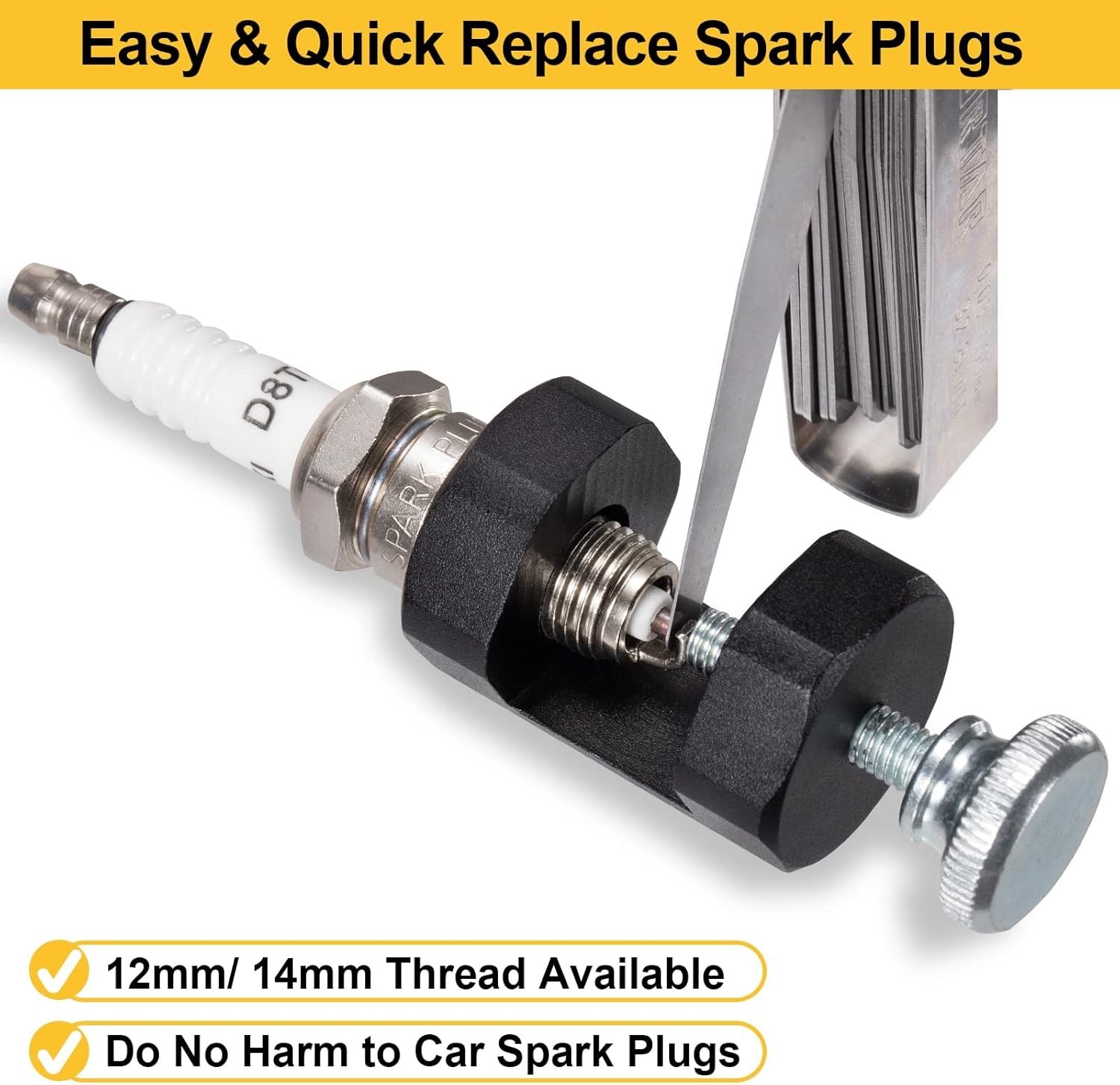 Spark Plug Gap Tool 2pcs Precision Adjustment Kit for 12mm 14mm Spark Plugs