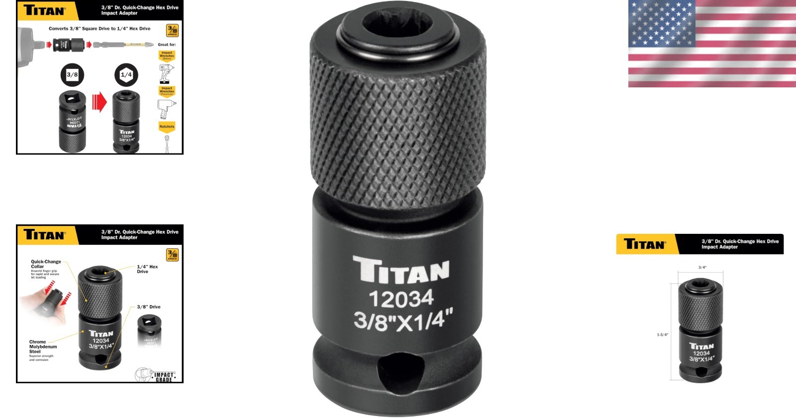 3/8″ to 1/4″ Quick Change Adapter – Durable Chrome Molybdenum Steel
