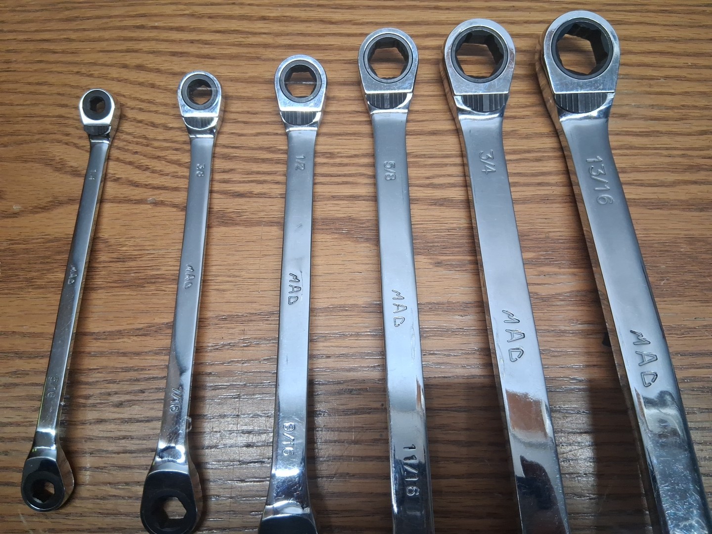 Set Of 6 Mac Reversible Offset Racheting Wrenches 1/4″-15/16″