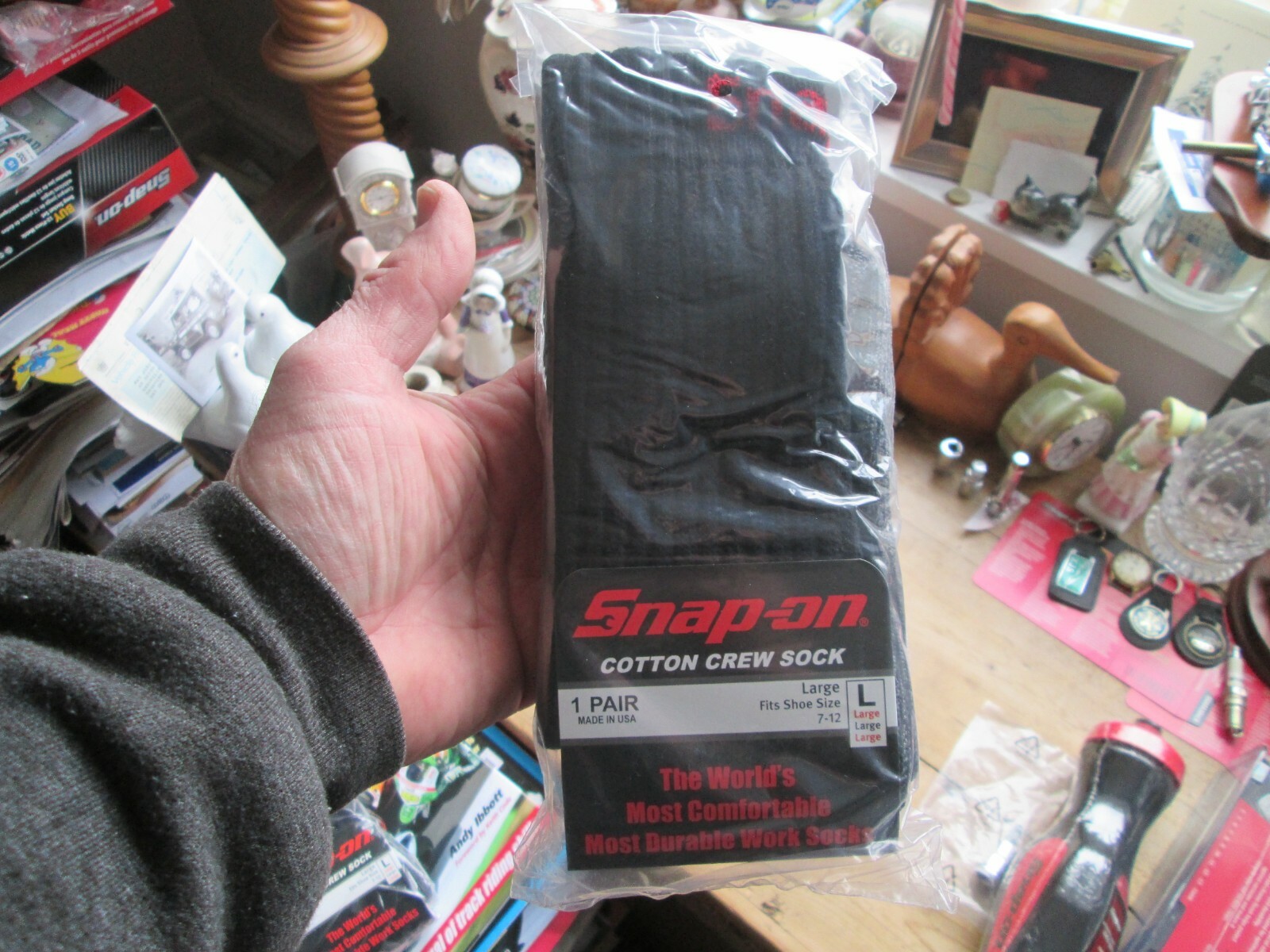 KEEP WARM NEW SNAP ON 1 PAIR PREMIUM SOCK COTTON CREW SOCK MADE IN USA