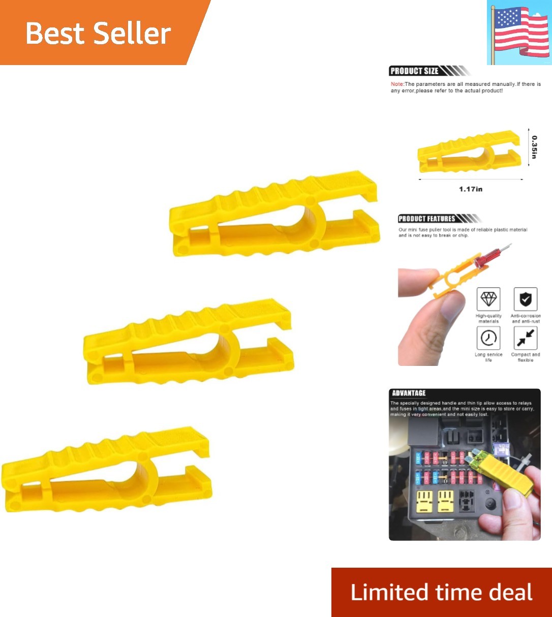 Fuse Puller Tool, Extraction Tool, Plastic Fuses Remover, Maintenance Accesso,
