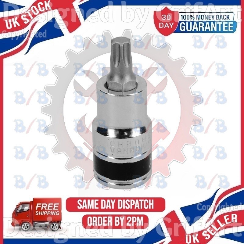 T45 TORX STAR SOCKET BIT 1/2″ SQUARE DRIVE CRV CHROME VANADIUM STEEL TRX TX45