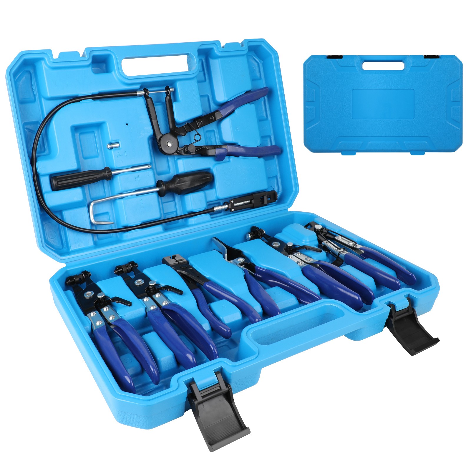 10Pc Hose Clamp Clip Remover Pliers Wire Long Reach Kit Fuel Oil Water Hose Tool