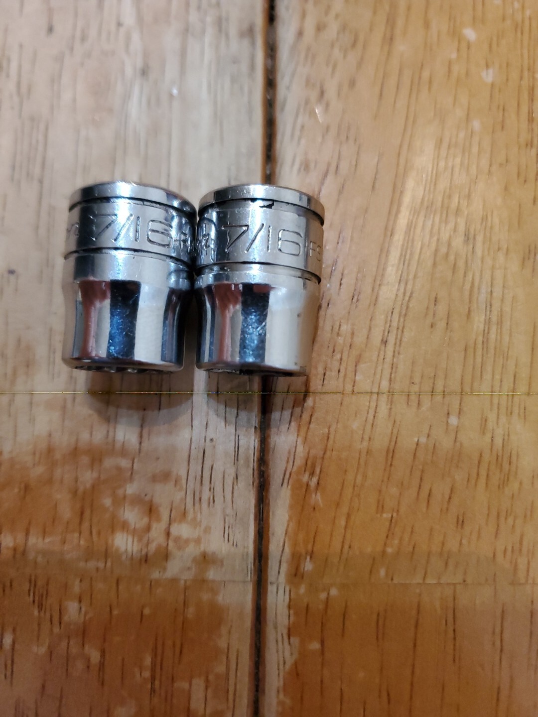 Snap On 3/8″ Drive 7/16″ 6&12PT SAE Shallow Chrome Sockets Lot Of 2