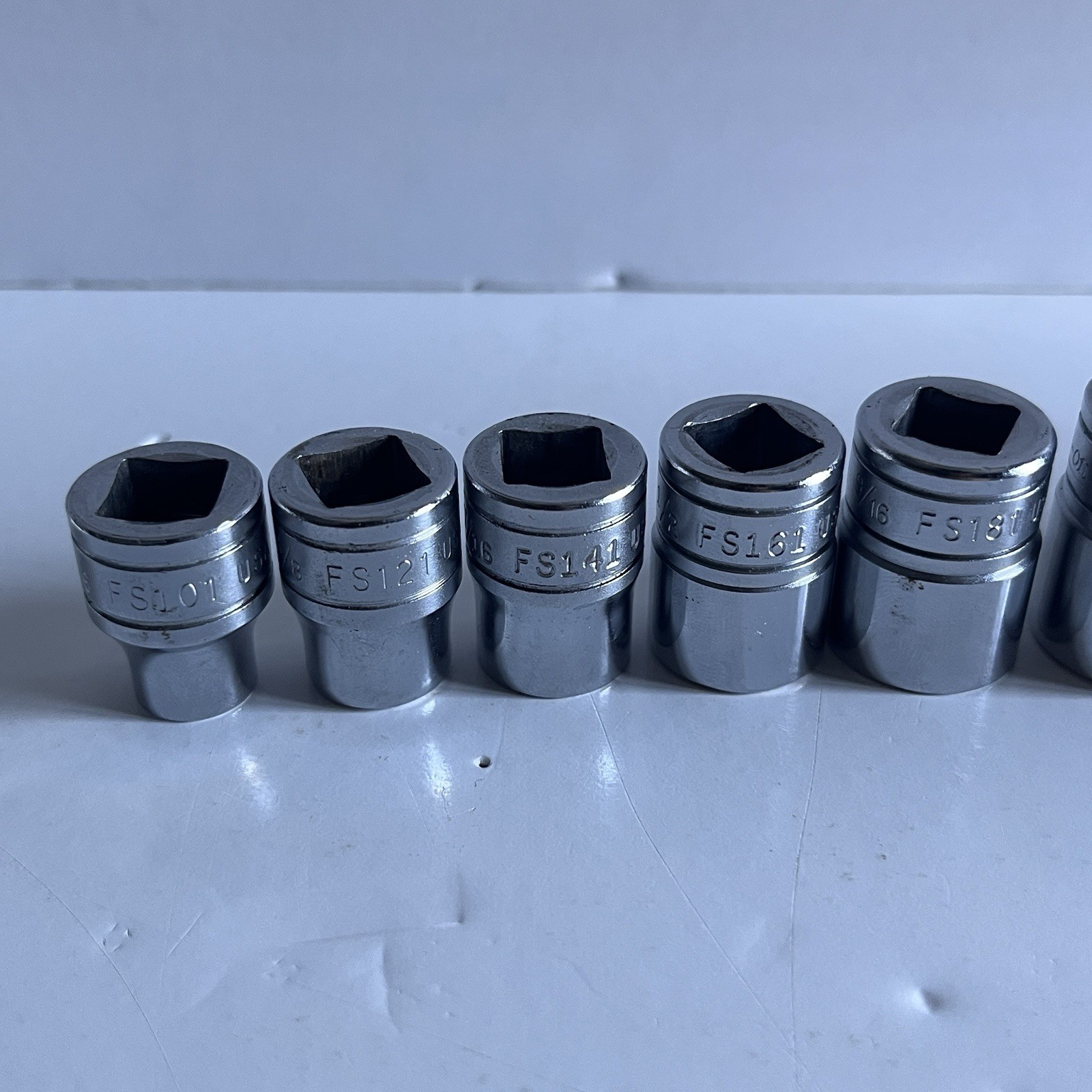 Snap On 10pc SAE Standard Socket FS- Set 3/8″ Drive 6 Point 5/16″ – 7/8″ USA