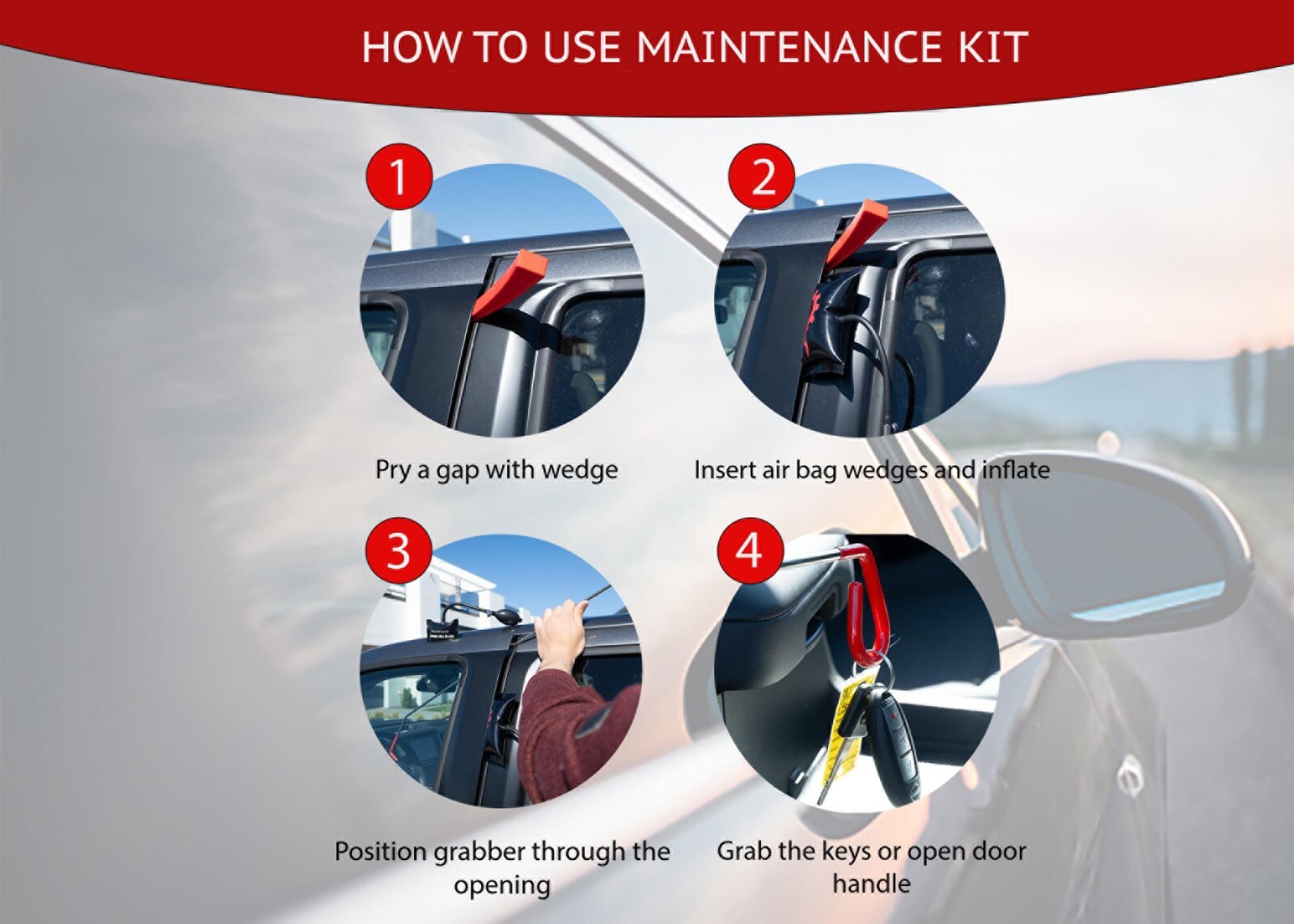 HIRA Car Door Emergency Tool Kit | Automotive Maintenance Tools | Air Wedges