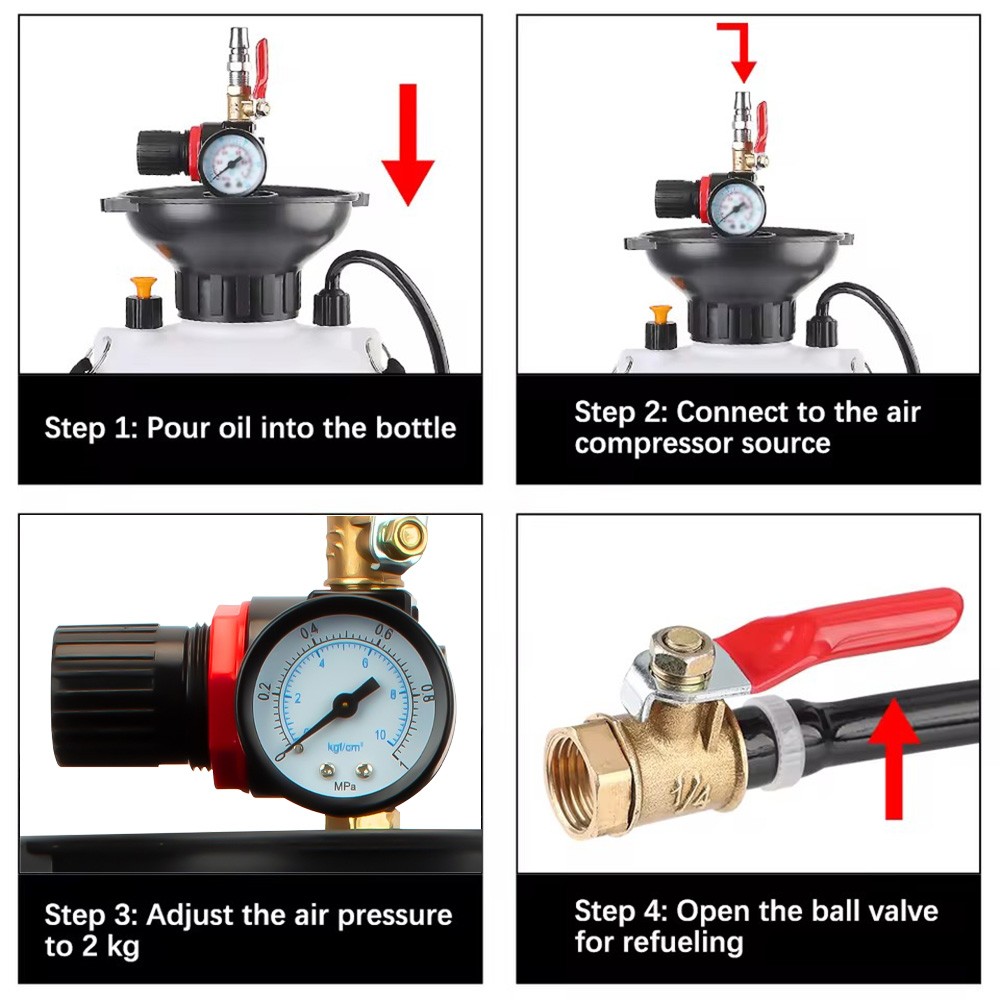 8L Pneumatic Transmission Gearbox Oil Filling Pump Tool W/ 5pcs Adaptor Kits UK
