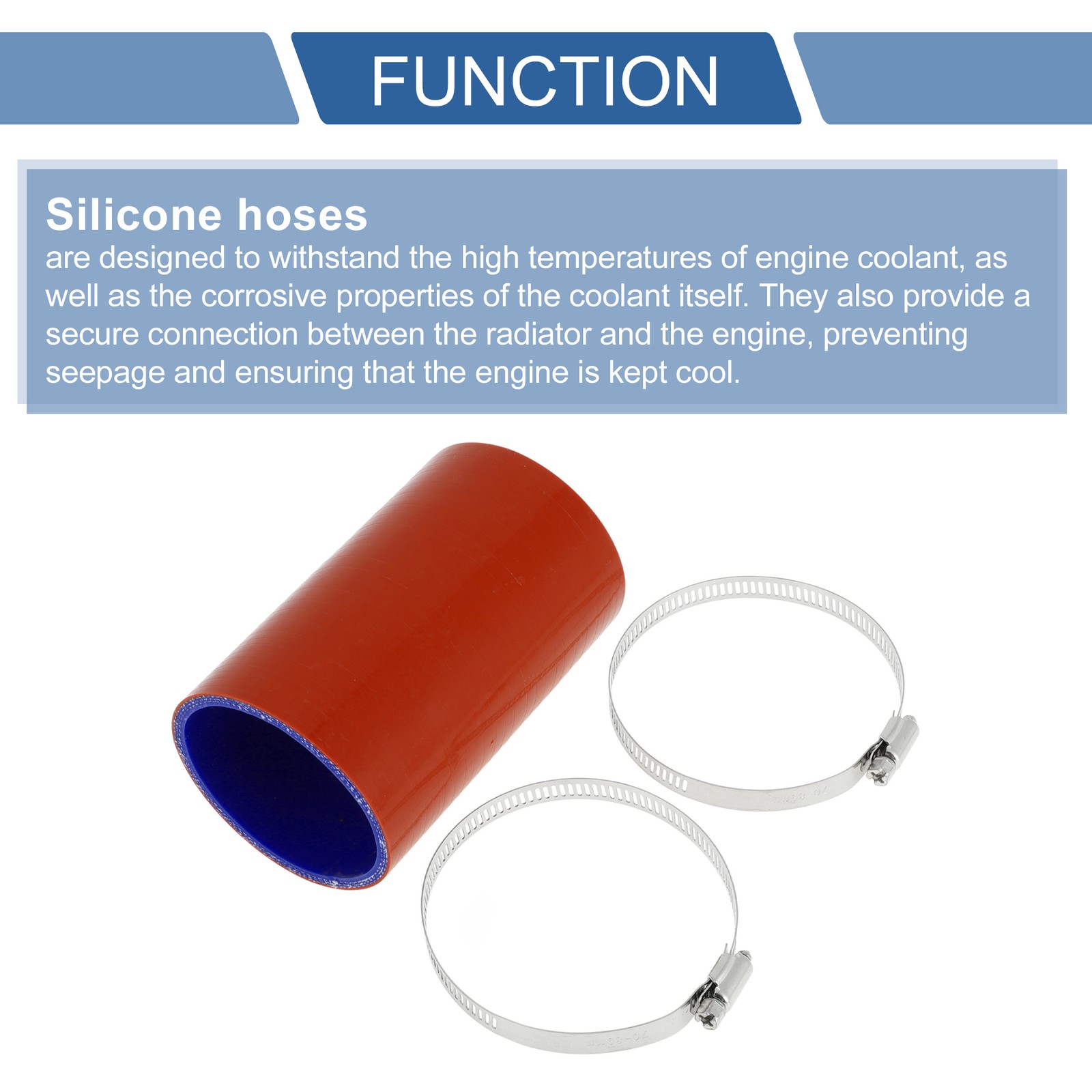 1 68mm 2.68 in ID 127mm 5 in 0° Red/Blue Universal Car Silicone Tube