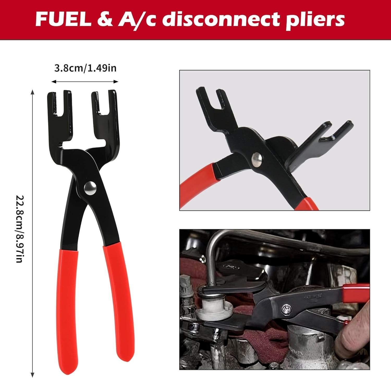 9Pcs Gripped Fuel Line Disconnect Pliers Set – Durable Cr-V Steel with Case