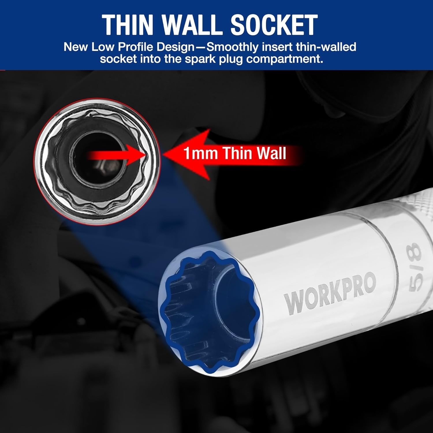 7-PC Magnetic Swivel Spark Plug Socket Set – Includes 9/16in & 5/8in