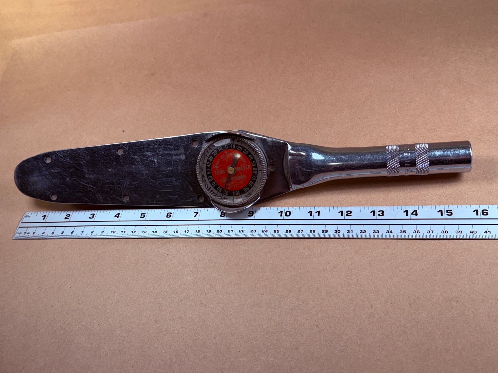 NICE – Snap-on TE 100L Vintage Torqometer 1/2″ Drive Torque Wrench 0 to 100 f/Lb