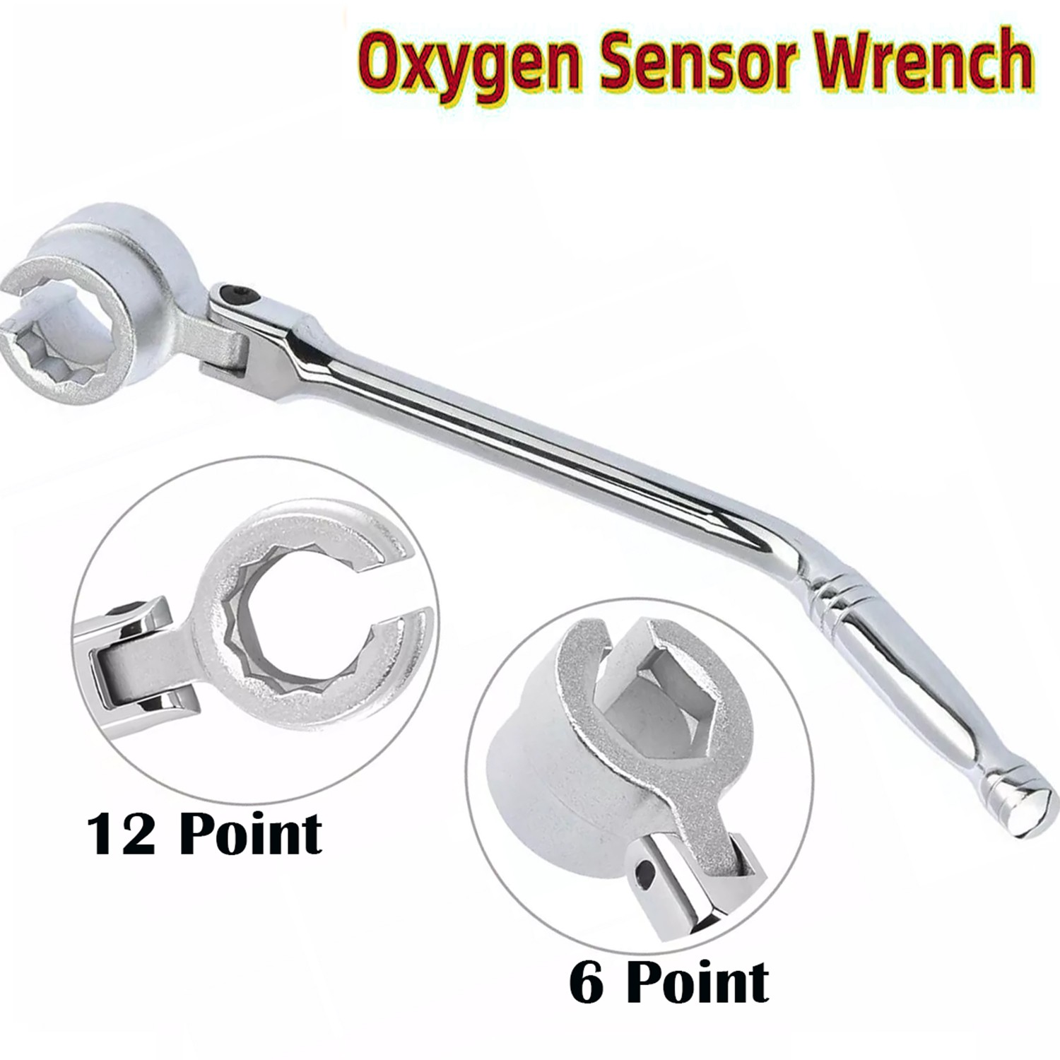 Double Sided Flexible O2 Sensor Wrench, 6 and 12 Point Socket Head 7/8″ (22mm)