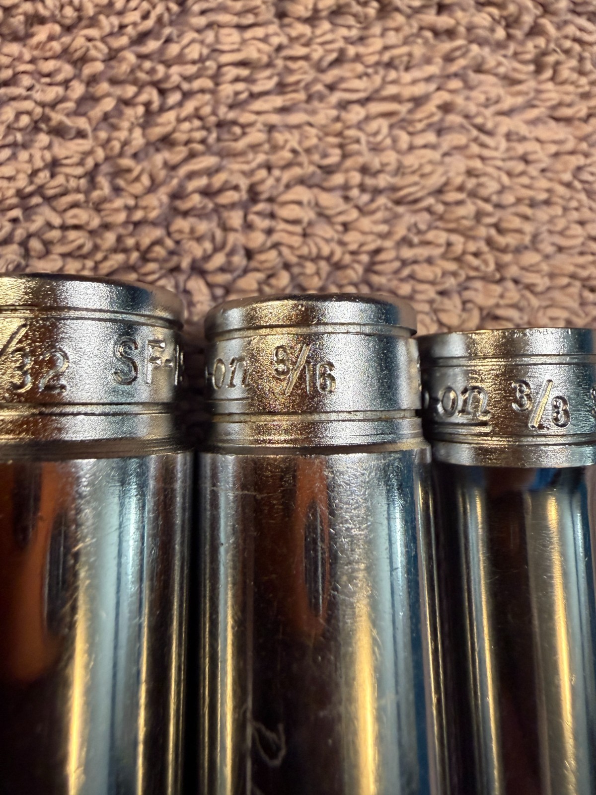 3 Snap-On Sockets 3/8″ Drive 12 Point SAE Deep 19/32 9/16 3/8 SF191 sf181 sf121