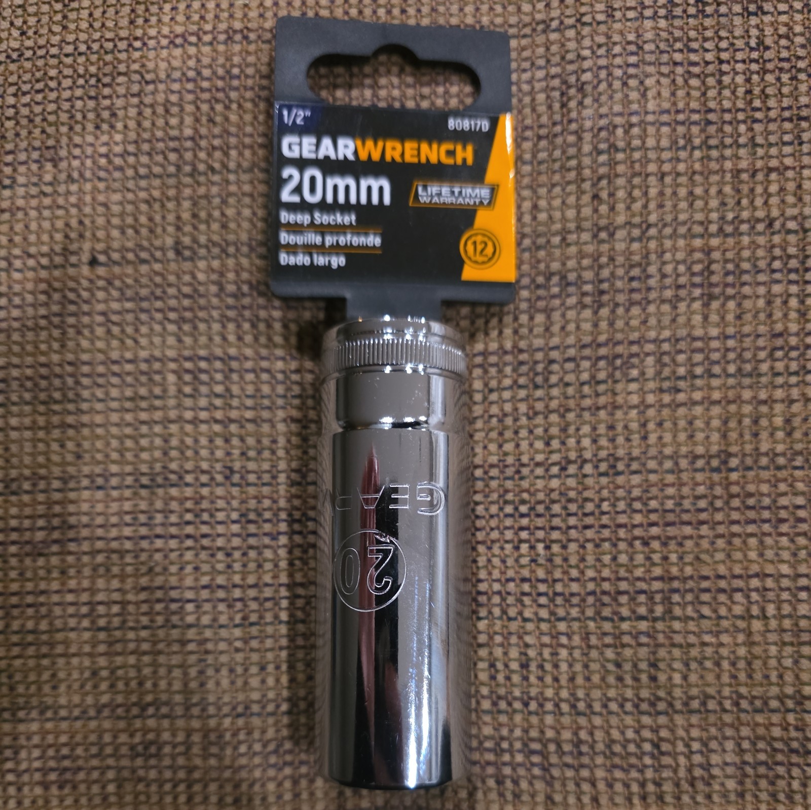 GearWrench 80817D 1/2″ Drive 20 mm 12-Point Metric Deep Socket Chrome New