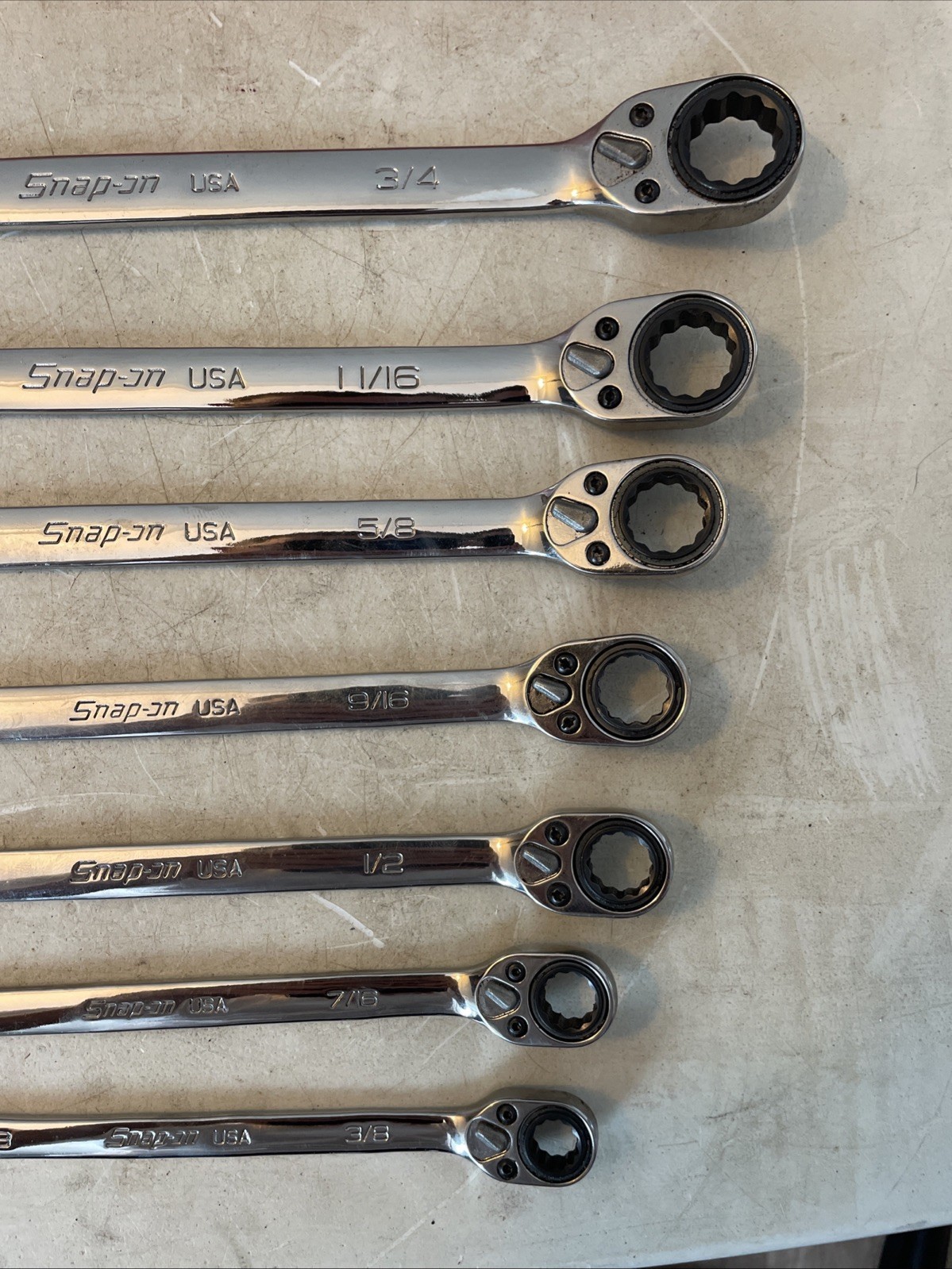 Snap-On SOXRR707A Ratcheting Reversible Wrench Set 3/8-3/4”