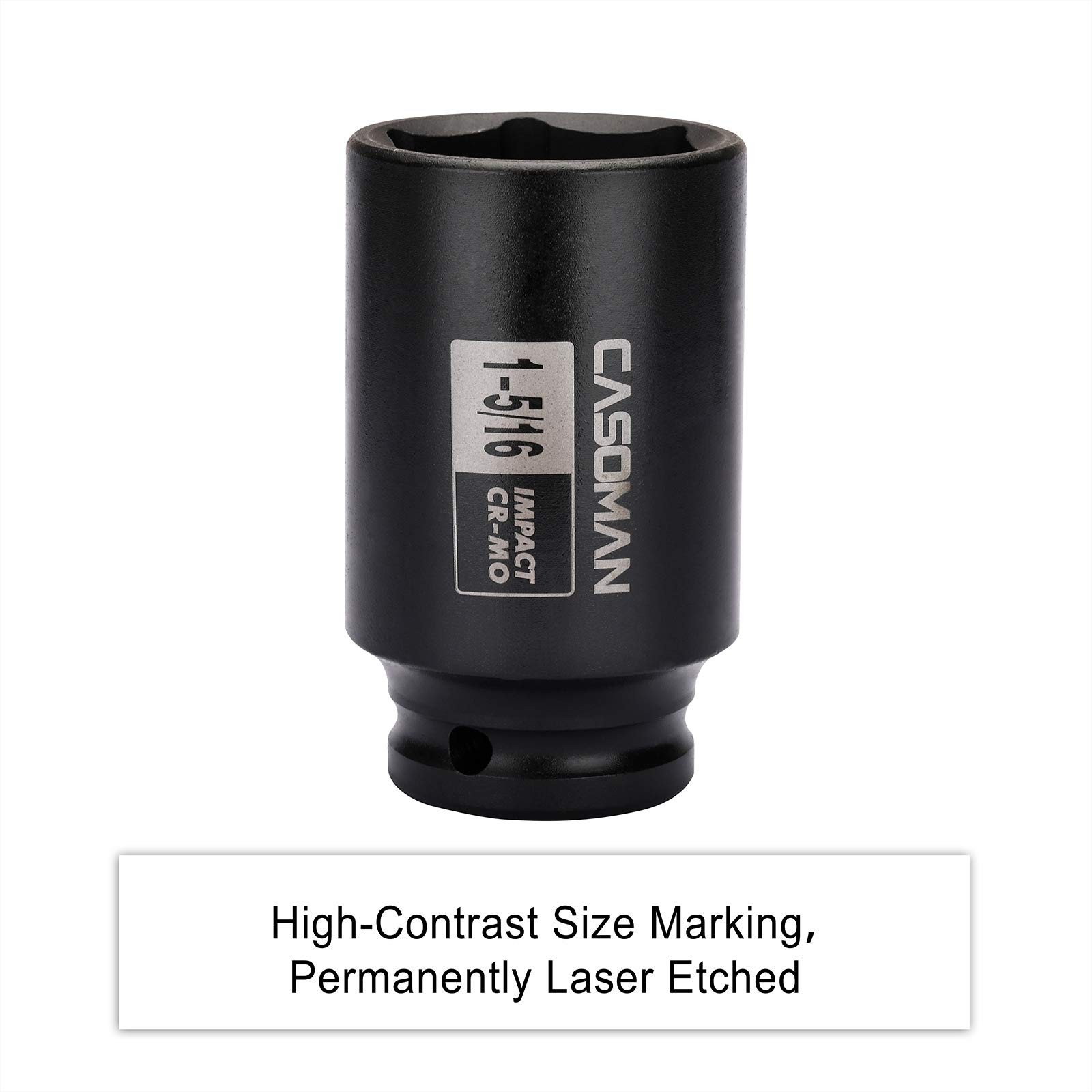 CASOMAN 1/2-Inch Drive 6-Point Deep Impact Socket- 1-5/16» 33.34 mm (Deep)