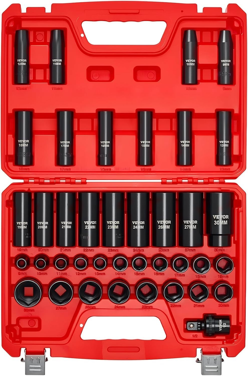 Compact 39-Piece Impact Socket Set – 6-Point Deep & Shallow with Carrying Case
