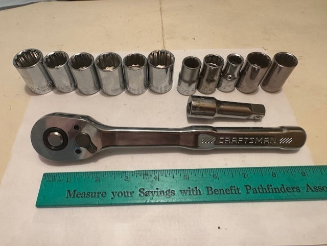 NEW Craftsman Ratchet 1/2” Drive 13 pc Socket (12 POINT) Set Standard & Metric