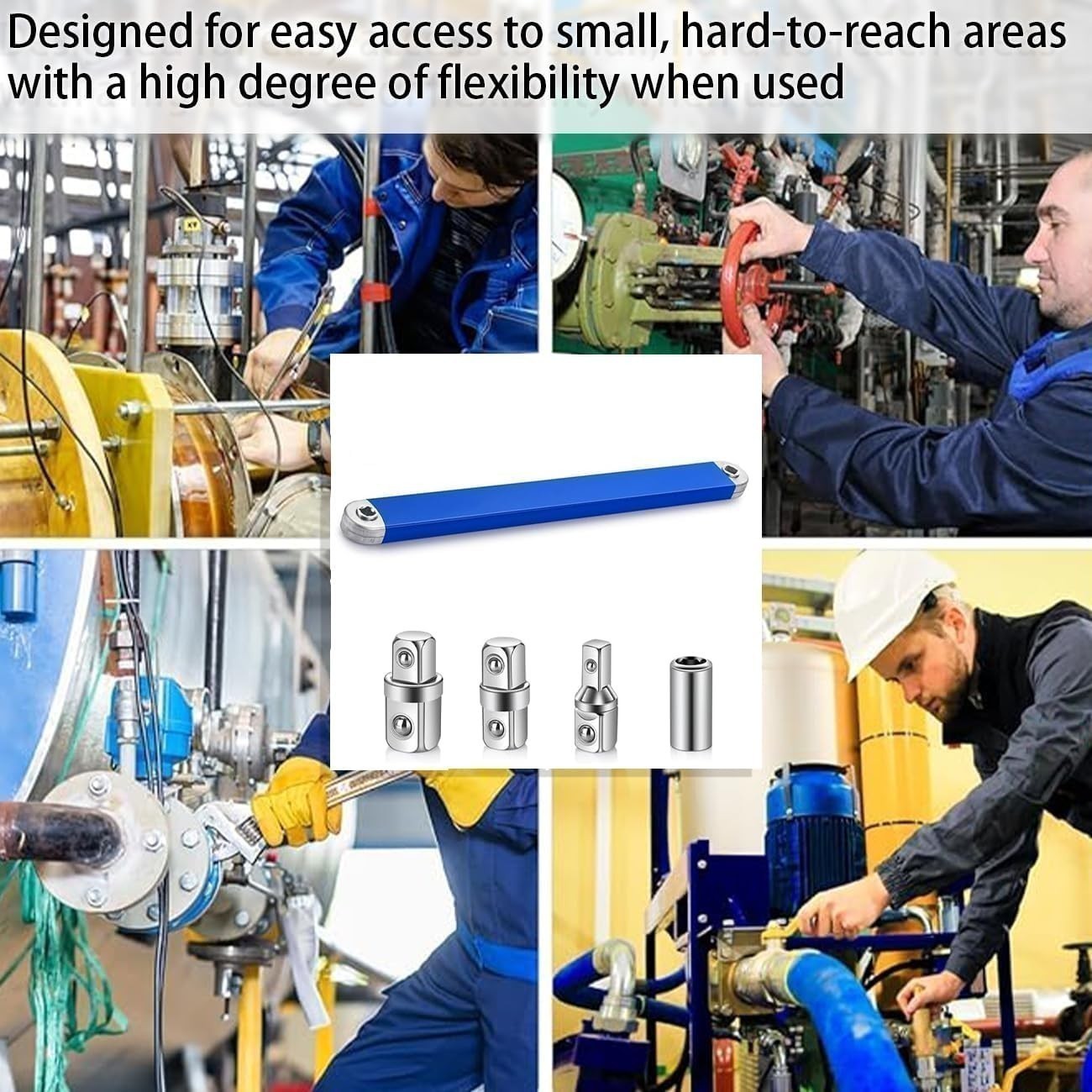 Multifunctional Offset Extension Wrench Set with 4 Adapters Socket Wrench