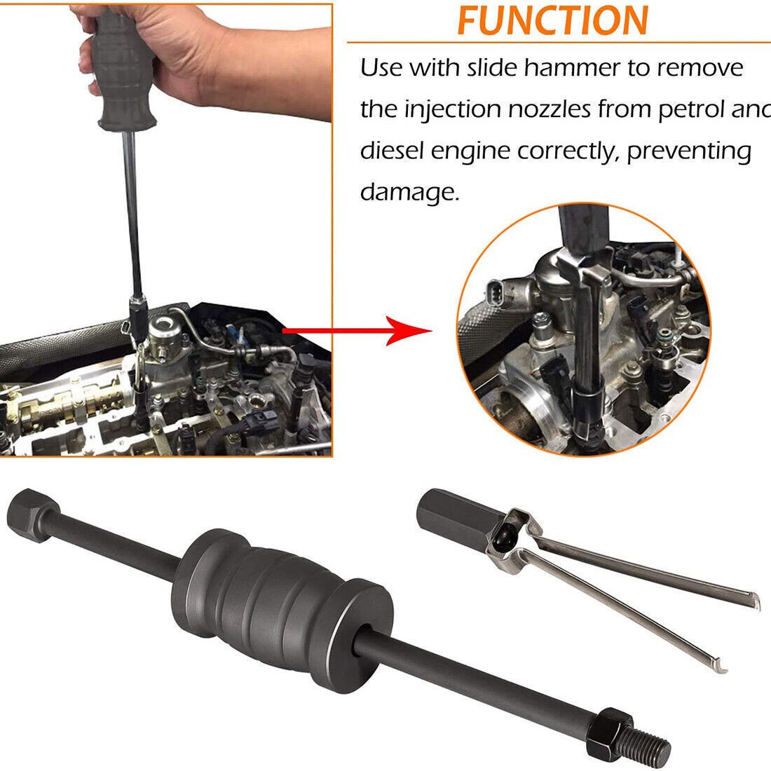310206 Fuel Injector Puller Remover Tool 9997410 For Ford Volvo Duratec EcoBoost